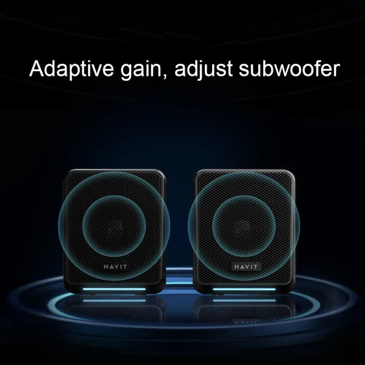 Loa âm thanh máy tính Havit A20 Plus có dây, âm thanh vòm stereo với đèn nền nhiều màu, đen, phiên bản Bluetooth