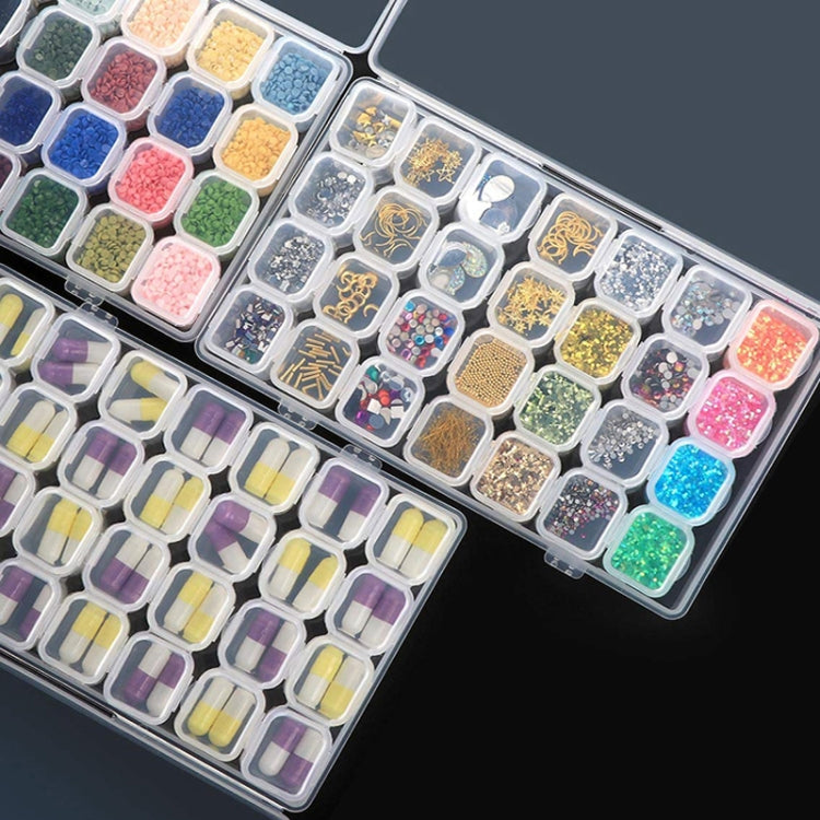 56 Slots Transparent Plastic Storage Box Jewelry Nail Art Rhinestone Bead Box, Transparent, Colored