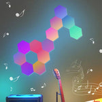 Đèn lục giác RGB Symphony DIY đèn tường tạo không gian cạnh giường, Đèn tổ ong thông minh, Bộ 10 cái, Bộ 12 cái