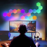 Đèn lục giác RGB Symphony DIY đèn tường tạo không gian cạnh giường, Đèn tổ ong thông minh, Bộ 10 cái, Bộ 12 cái