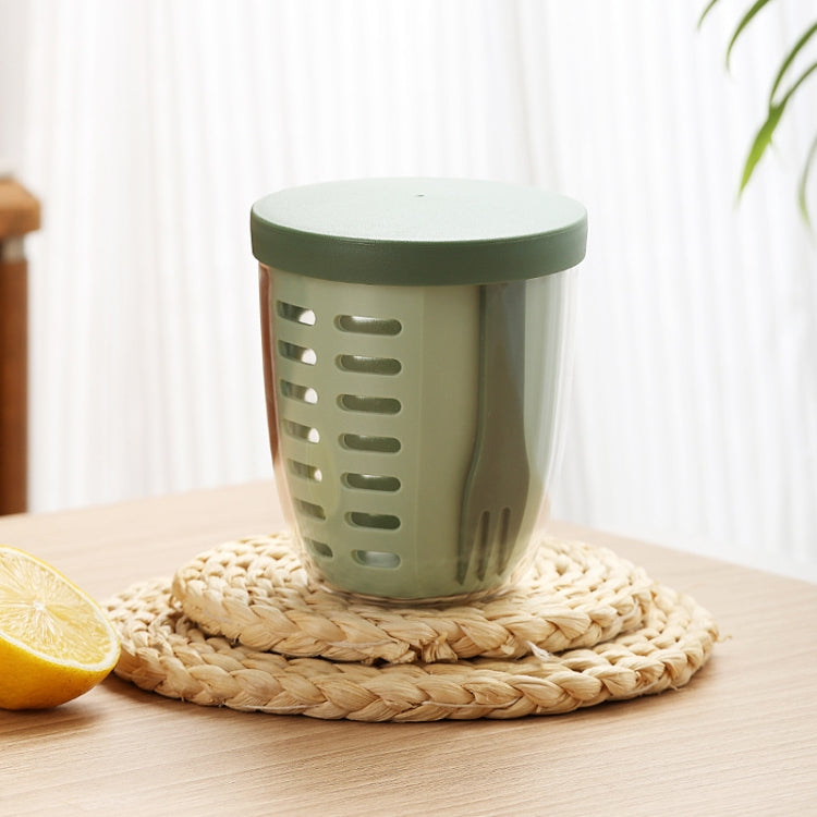 Cốc Ăn Vặt Trái Cây Và Rau 600ml Có Nắp Và Nĩa Hộp Salad Chống Rò Rỉ, Đóng Kín
