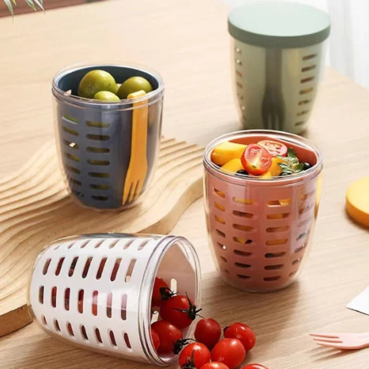 Cốc Ăn Vặt Trái Cây Và Rau 600ml Có Nắp Và Nĩa Hộp Salad Chống Rò Rỉ, Đóng Kín