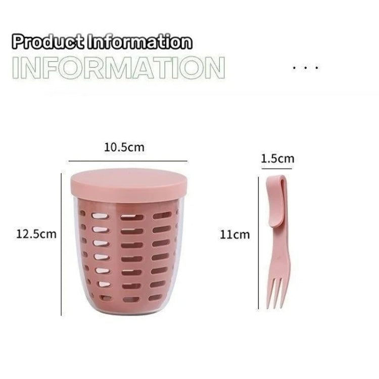 Cốc Ăn Vặt Trái Cây Và Rau 600ml Có Nắp Và Nĩa Hộp Salad Chống Rò Rỉ, Đóng Kín