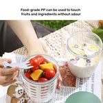 Cốc Ăn Vặt Trái Cây Và Rau 600ml Có Nắp Và Nĩa Hộp Salad Chống Rò Rỉ, Đóng Kín