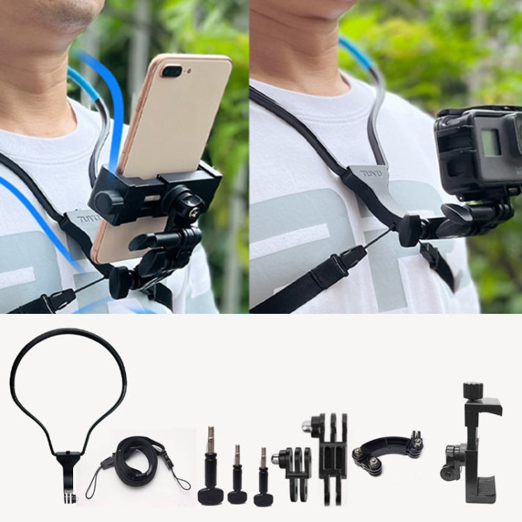 Dây đeo cổ máy ảnh TUYU, giá đỡ điện thoại gắn ngực cho quay video/POV, các phiên bản: tiêu chuẩn (đen), tiêu chuẩn (xanh), có kẹp điện thoại (đen), có kẹp điện thoại (xanh), quay dọc (đen), quay dọc (xanh), quay dọc + kẹp điện thoại (đen)