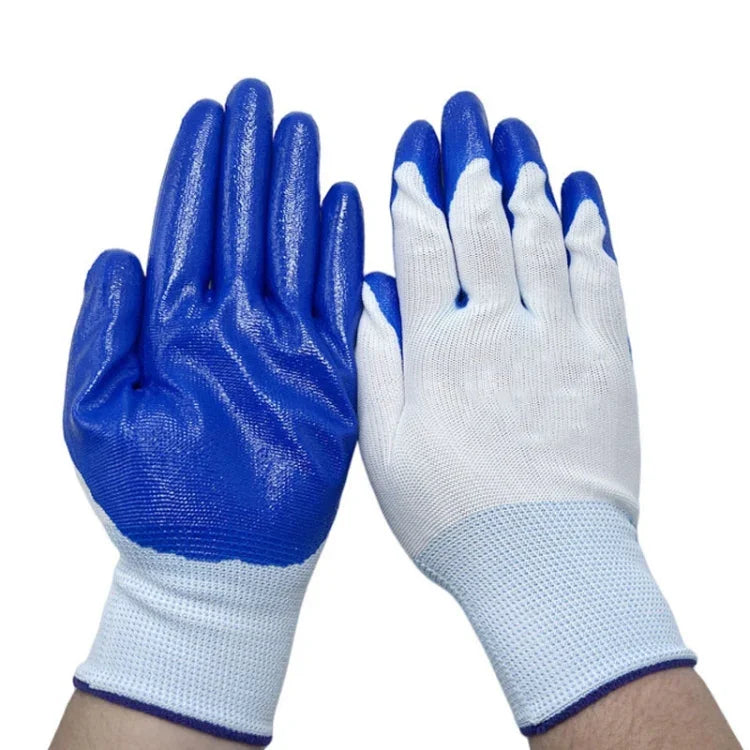 2 chiếc / đôi găng tay an toàn làm việc chống mài mòn và dầu nitrile nửa cao su