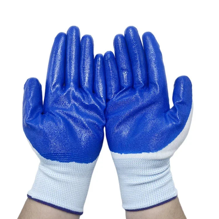 2 chiếc / đôi găng tay an toàn làm việc chống mài mòn và dầu nitrile nửa cao su