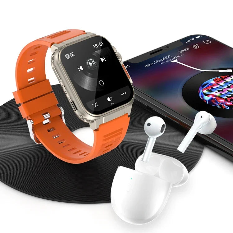 Đồng hồ Thông minh Gọi Bluetooth Đa chức năng Theo dõi Sức khỏe IP68 Màn hình 1.96 Inch A70, Màu Đen, Cam