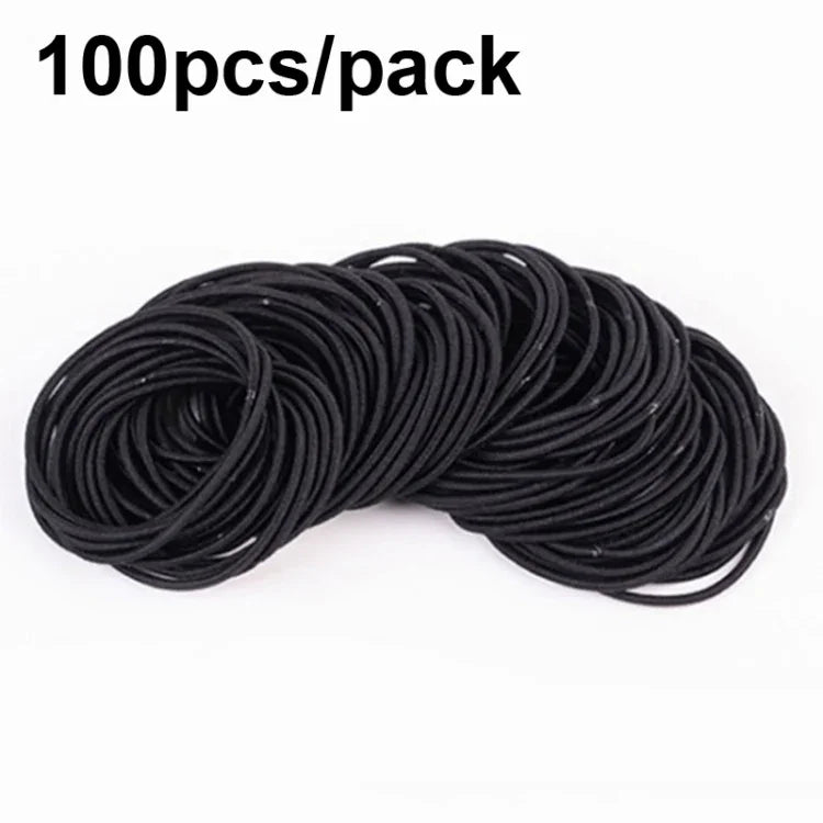 100 chiếc/bịch phụ kiện tóc co giãn, vòng tóc nylon, dây thun, băng đô