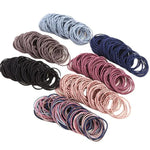 100 chiếc/bịch phụ kiện tóc co giãn, vòng tóc nylon, dây thun, băng đô