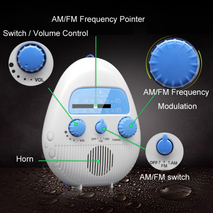 Đài FM chống nước di động có dây treo cho phòng tắm, SY-900