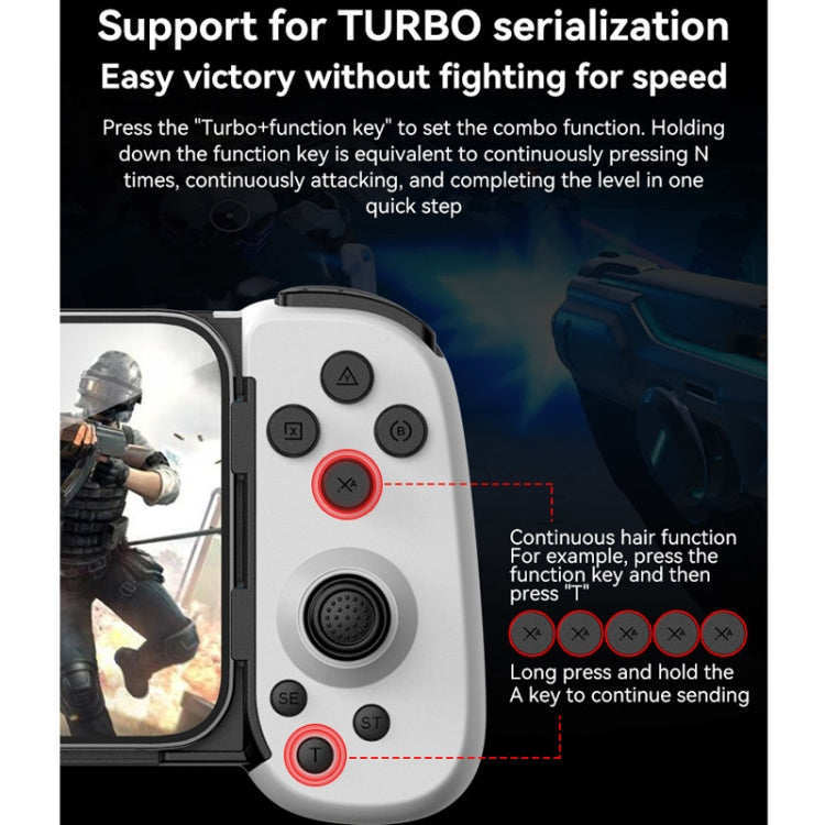 Tay cầm chơi game Bluetooth D6 thu gọn cảm biến sáu trục Hall kép cho Android/iPhone/Switch, D6 Đen, D6 Trắng Đen, D6 Trắng Đỏ