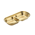 Đĩa nước sốt vuông bằng thép không gỉ cho lẩu, đĩa gia vị, bộ đồ nướng, 1 ngăn (bạc), 2 ngăn (bạc), 3 ngăn (bạc), 4 ngăn (bạc), 1 ngăn (vàng), 2 ngăn (vàng), 3 ngăn (vàng), 4 ngăn (vàng)