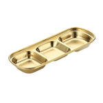Đĩa nước sốt vuông bằng thép không gỉ cho lẩu, đĩa gia vị, bộ đồ nướng, 1 ngăn (bạc), 2 ngăn (bạc), 3 ngăn (bạc), 4 ngăn (bạc), 1 ngăn (vàng), 2 ngăn (vàng), 3 ngăn (vàng), 4 ngăn (vàng)