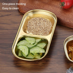 Đĩa nước sốt vuông bằng thép không gỉ cho lẩu, đĩa gia vị, bộ đồ nướng, 1 ngăn (bạc), 2 ngăn (bạc), 3 ngăn (bạc), 4 ngăn (bạc), 1 ngăn (vàng), 2 ngăn (vàng), 3 ngăn (vàng), 4 ngăn (vàng)