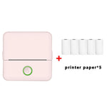 Máy in bỏ túi không mực Bluetooth X6 200DPI cho học sinh làm bài tập, giấy in màu hồng x1, giấy in trắng x1, giấy in màu hồng x5, giấy in trắng x5, nhãn dán màu hồng x5, nhãn dán trắng x5, 5 giấy in màu hồng + 5 nhãn dán
