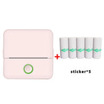 Máy in bỏ túi không mực Bluetooth X6 200DPI cho học sinh làm bài tập, giấy in màu hồng x1, giấy in trắng x1, giấy in màu hồng x5, giấy in trắng x5, nhãn dán màu hồng x5, nhãn dán trắng x5, 5 giấy in màu hồng + 5 nhãn dán