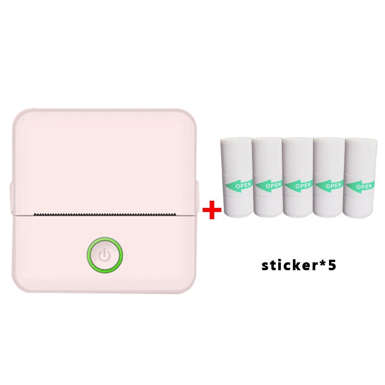 Máy in bỏ túi không mực Bluetooth X6 200DPI cho học sinh làm bài tập, giấy in màu hồng x1, giấy in trắng x1, giấy in màu hồng x5, giấy in trắng x5, nhãn dán màu hồng x5, nhãn dán trắng x5, 5 giấy in màu hồng + 5 nhãn dán