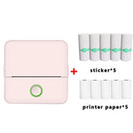 Máy in bỏ túi không mực Bluetooth X6 200DPI cho học sinh làm bài tập, giấy in màu hồng x1, giấy in trắng x1, giấy in màu hồng x5, giấy in trắng x5, nhãn dán màu hồng x5, nhãn dán trắng x5, 5 giấy in màu hồng + 5 nhãn dán
