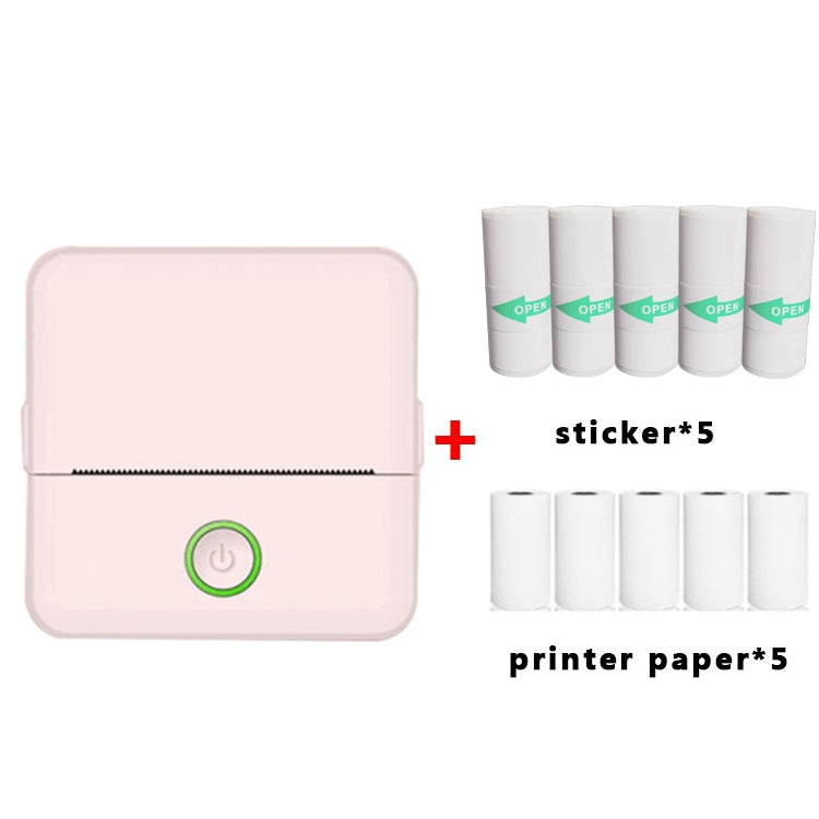 Máy in bỏ túi không mực Bluetooth X6 200DPI cho học sinh làm bài tập, giấy in màu hồng x1, giấy in trắng x1, giấy in màu hồng x5, giấy in trắng x5, nhãn dán màu hồng x5, nhãn dán trắng x5, 5 giấy in màu hồng + 5 nhãn dán
