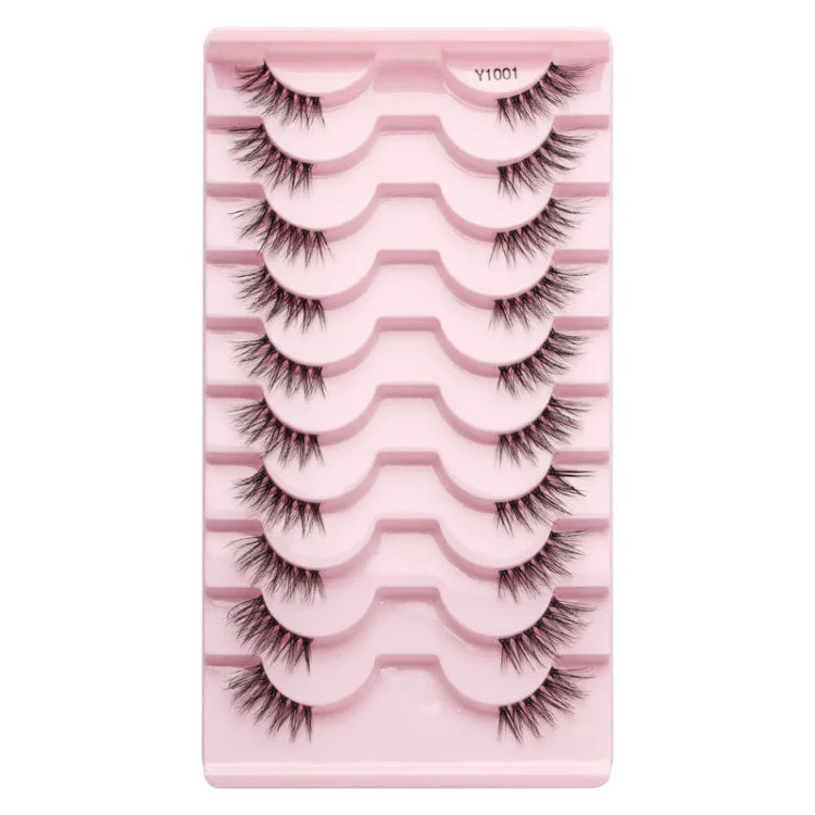 10pairs /Box Half False Eyelashes With Transparent Stems Natura Extension Lashes, Y1001, Y1002, Y1003, Y1004, Y1005, Y1006, Y1007, Y1008, Y1009, Y1011