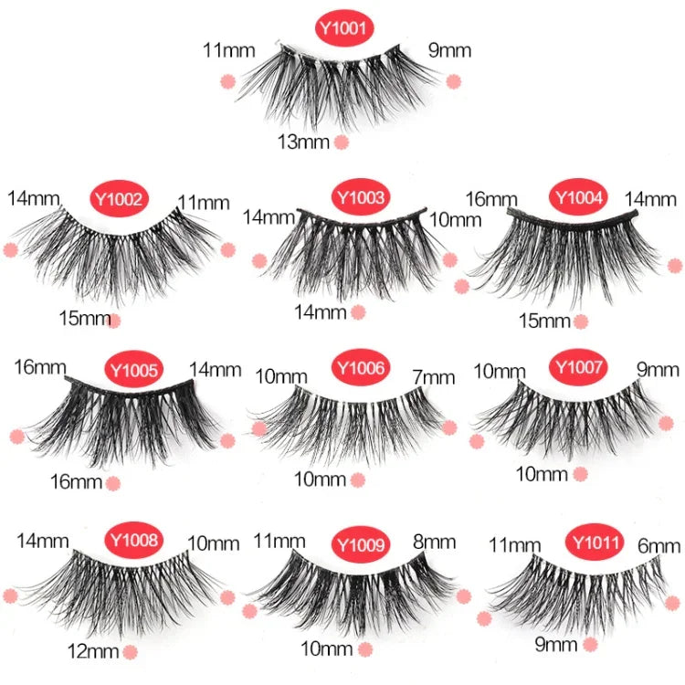 10 cặp mi giả nửa có thân trong suốt, mi nối tự nhiên, Y1001, Y1002, Y1003, Y1004, Y1005, Y1006, Y1007, Y1008, Y1009, Y1011