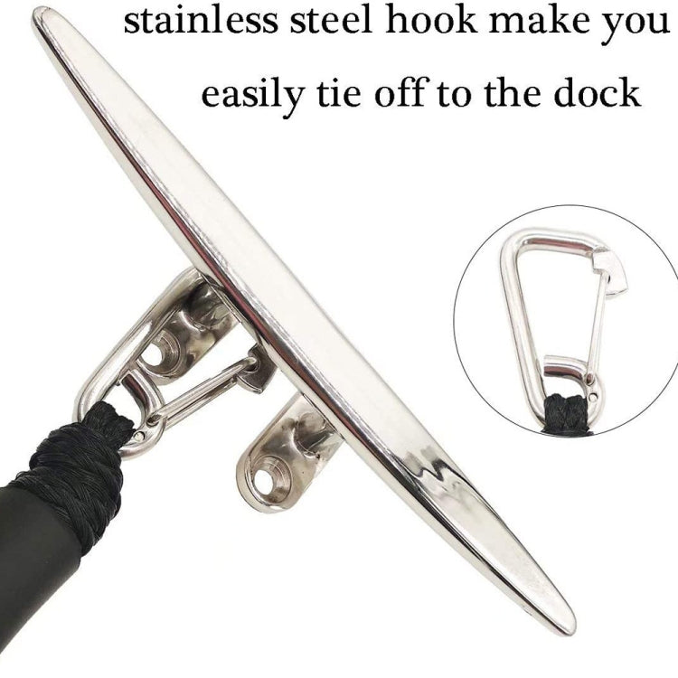 Kẹp inox mũi cầu tàu, phụ kiện dây thừng thuyền PWC có bộ giảm chấn tích hợp, dây neo kayak, màu đen, đen xanh đỏ, xanh trắng đen