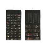 48-grid Jewelry Storage Hanging Bag Mon-woven Double-sided Jewelry Organizer Bag, 48-grid