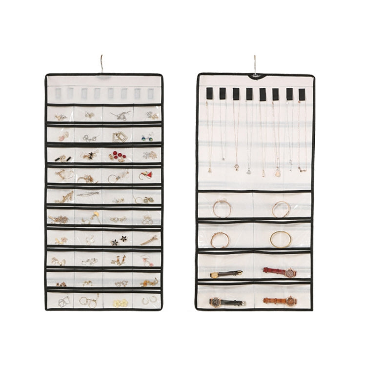 48-grid Jewelry Storage Hanging Bag Mon-woven Double-sided Jewelry Organizer Bag, 48-grid