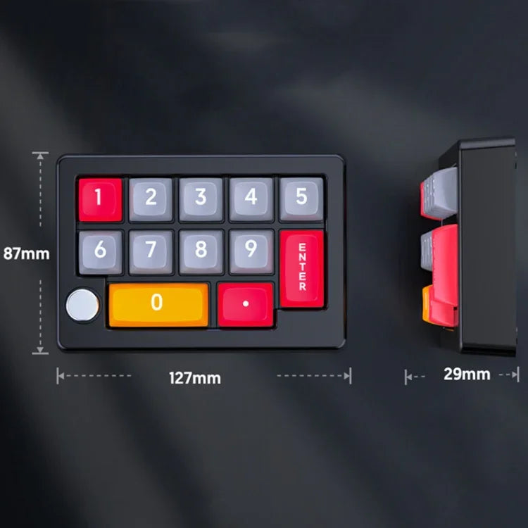 Bàn phím số cơ lập trình macro đa chức năng RGB 13 phím MKESPN có núm xoay có dây