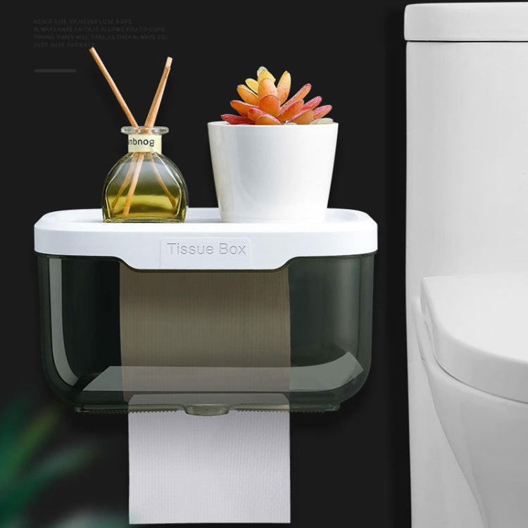 Hộp đựng giấy vệ sinh phòng tắm không khoan, trong suốt, chống nước, giá treo tường, kích thước lớn (đen), lớn (hồng), nhỏ (đen), nhỏ (hồng)
