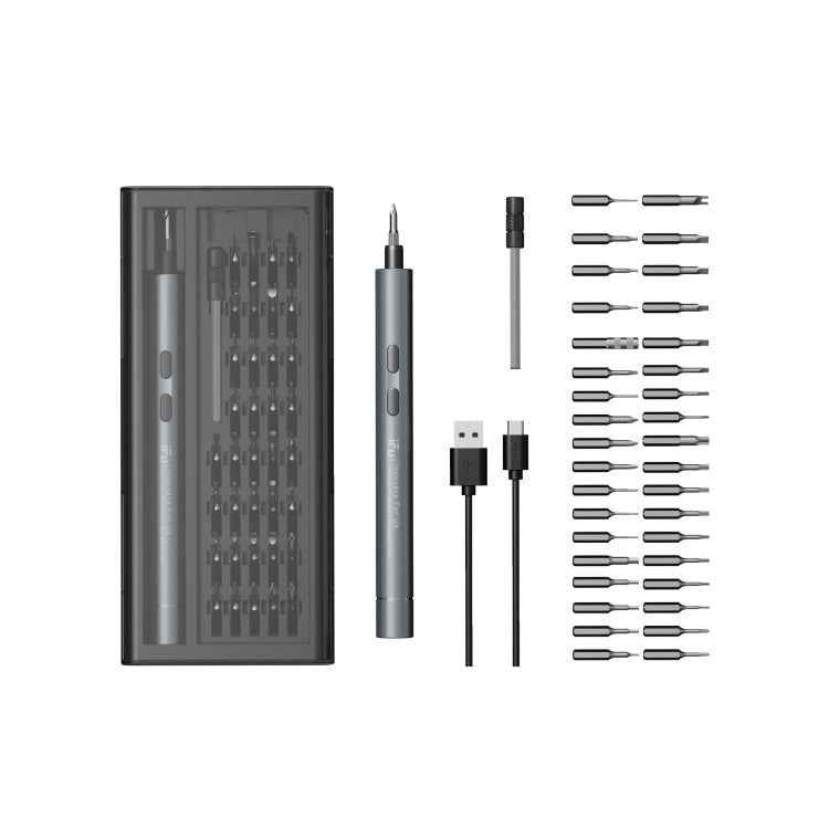 Bộ tua vít điện IFu 42 trong 1, sạc nhanh USB, có đèn LED chiếu sáng khi làm việc