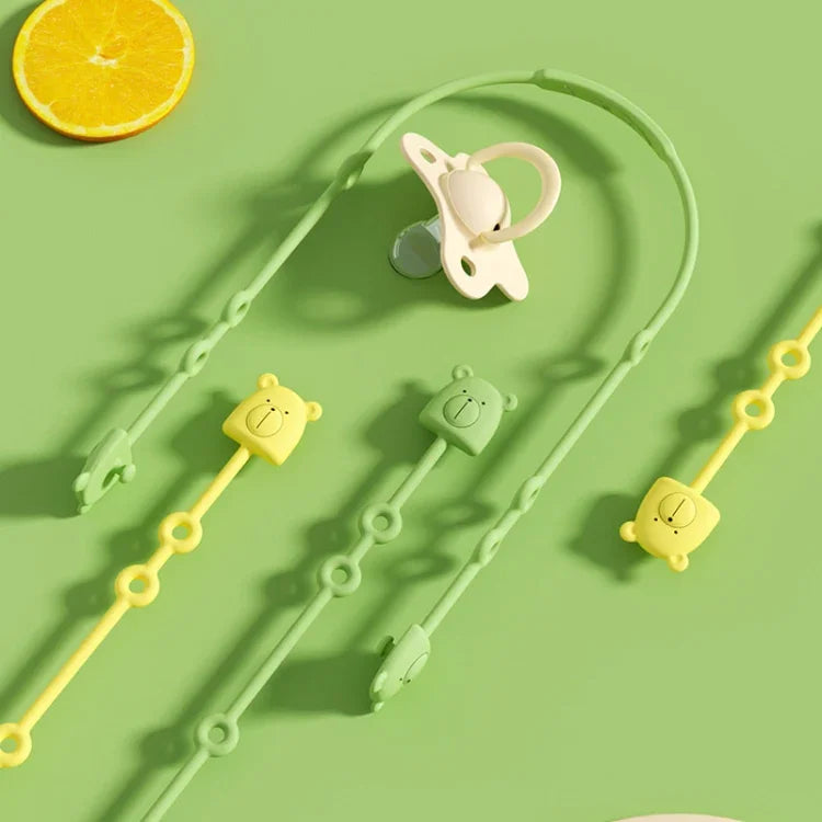 Bear Silicone Pacifier Chain Toddler Teether Toy Anti-fall Rope Pacifier Clip