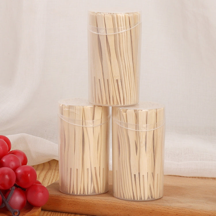 Xiên trái cây tre dùng một lần, nĩa tráng miệng hai chấu dùng trong gia đình, 100 chiếc/hộp, 200 chiếc/hộp