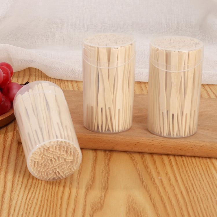 Xiên trái cây tre dùng một lần, nĩa tráng miệng hai chấu dùng trong gia đình, 100 chiếc/hộp, 200 chiếc/hộp