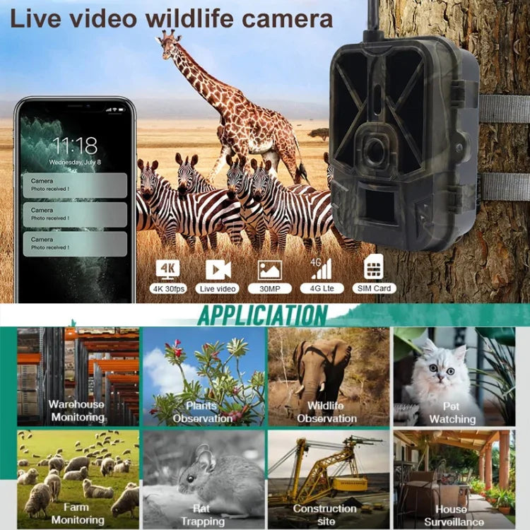 Camera theo dõi ngoài trời 4K 4G điều khiển từ xa qua điện thoại di động xem ảnh / video mọi lúc, HC-940Pro-Li