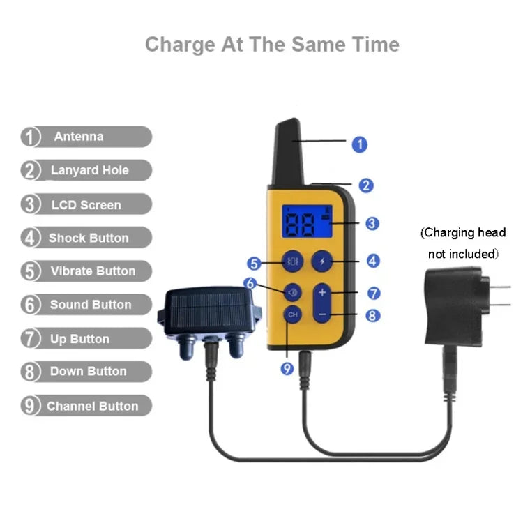 Vòng Cổ Huấn Luyện Chó Điều Khiển Từ Xa 800m Chống Sủa, Rung, Điện Giật