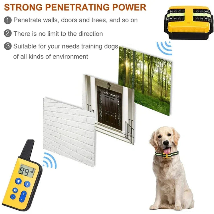 Vòng Cổ Huấn Luyện Chó Điều Khiển Từ Xa 800m Chống Sủa, Rung, Điện Giật