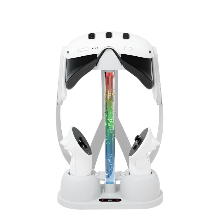 Giá đỡ lưu trữ và sạc kính VR Meta Quest 3 với đèn RGB mát mẻ, đế sạc