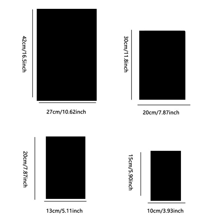 4 chiếc mô hình góc vuông hình chữ nhật decal gương acrylic nổi 3D dán tường, 15cm x 10cm, 20cm x 13cm, 30cm x 20cm, 42cm x 27cm