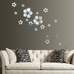 Bộ 18 chiếc decal gương acrylic hoa anh đào dán tường phòng khách phòng ngủ trang trí nền tường, hoa anh đào