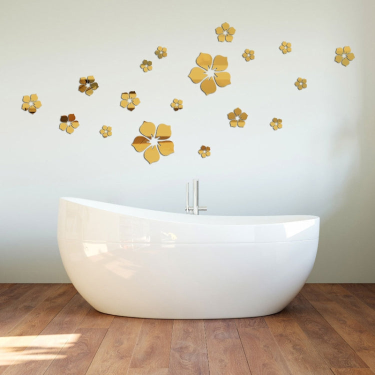 Bộ 18 chiếc decal gương acrylic hoa anh đào dán tường phòng khách phòng ngủ trang trí nền tường, hoa anh đào