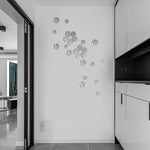 Bộ 18 chiếc decal gương acrylic hoa anh đào dán tường phòng khách phòng ngủ trang trí nền tường, hoa anh đào