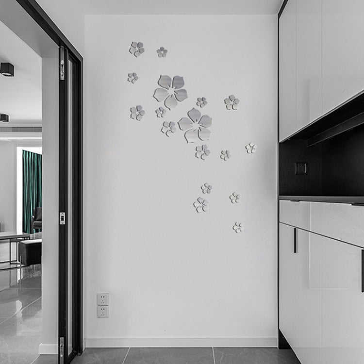 Bộ 18 chiếc decal gương acrylic hoa anh đào dán tường phòng khách phòng ngủ trang trí nền tường, hoa anh đào