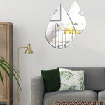 Bộ 2 chiếc decal gương acrylic giọt nước nổi 3D dán tường phòng khách phòng ngủ trang trí, gương mềm, giọt nước