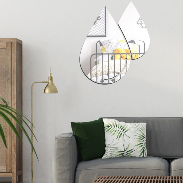 Bộ 2 chiếc decal gương acrylic giọt nước nổi 3D dán tường phòng khách phòng ngủ trang trí, gương mềm, giọt nước