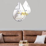 Bộ 2 chiếc decal gương acrylic giọt nước nổi 3D dán tường phòng khách phòng ngủ trang trí, gương mềm, giọt nước