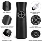 Máy xay muối và tiêu điện cảm ứng trọng lực, điều chỉnh độ thô, có đèn LED