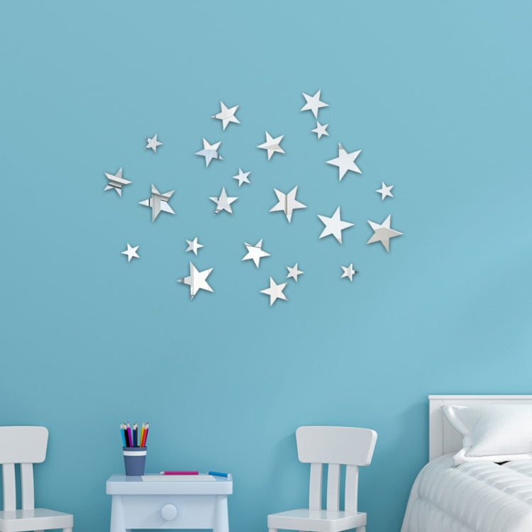 Bộ 20 chiếc decal gương acrylic hình sao nổi 3D dán tường trang trí nhà, gương mềm, hình sao