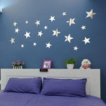 Bộ 20 chiếc decal gương acrylic hình sao nổi 3D dán tường trang trí nhà, gương mềm, hình sao